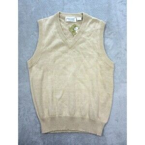 NWT Lilly Dache Vest Womens XL (Fits Medium) Beige V-Neck Acrylic Stretch